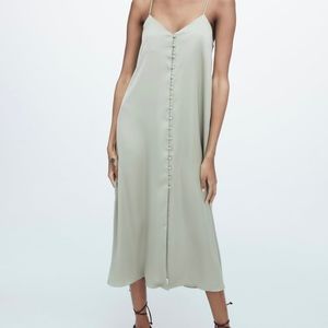 Zara Silky Sage Slip Dress